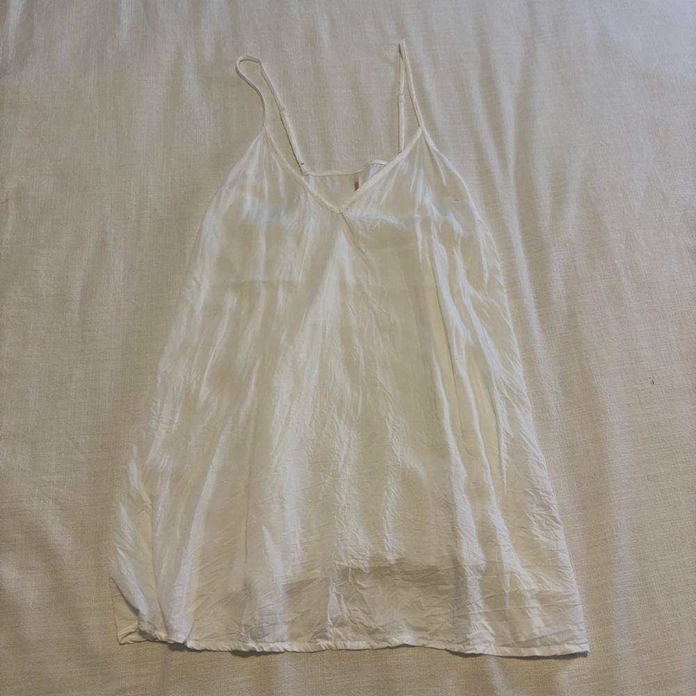 Free People White Lace-Trim V-Neck Mini Dress - Picture 10 of 14
